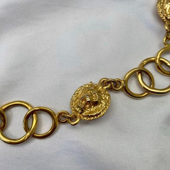Early 2000's Chunky Gold Metal Chainlink Leo Lion Waist Toggle Belt 32.5" - Picture 3 of 6